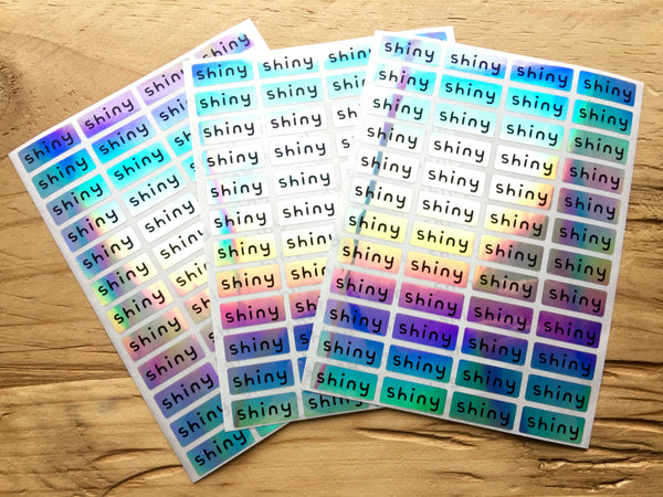 144 Small Silver Hologram Waterproof Name Stickers