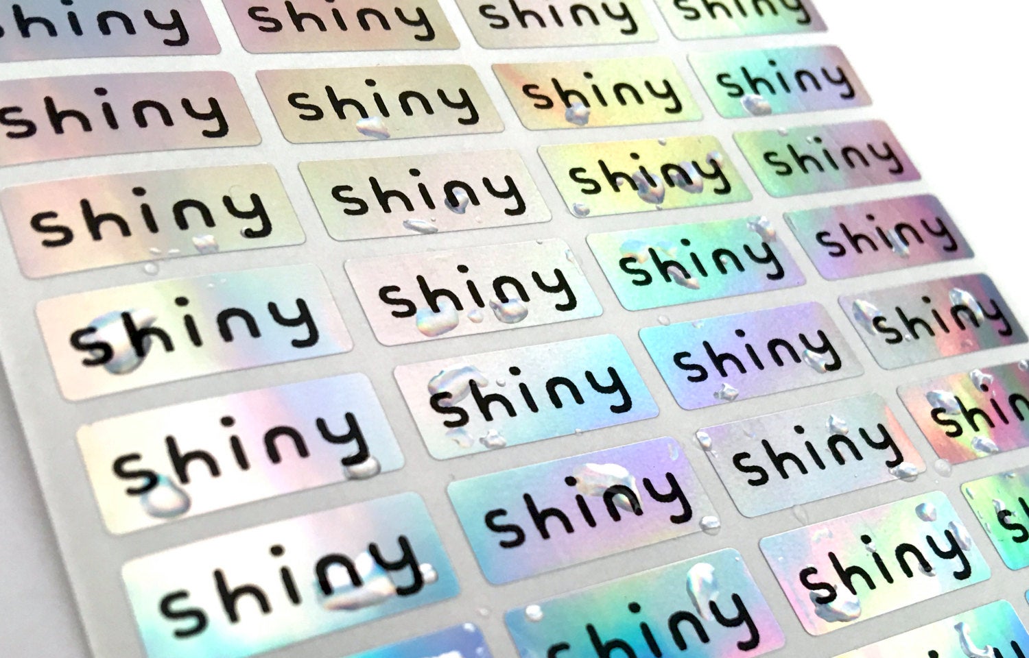 144 Small Silver Hologram Waterproof Name Stickers