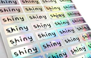144 Small Silver Hologram Waterproof Name Stickers