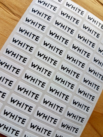 144 Small White Waterproof Name Stickers