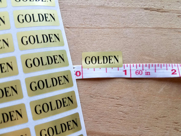 144 Small Metallic Gold Waterproof Name Stickers