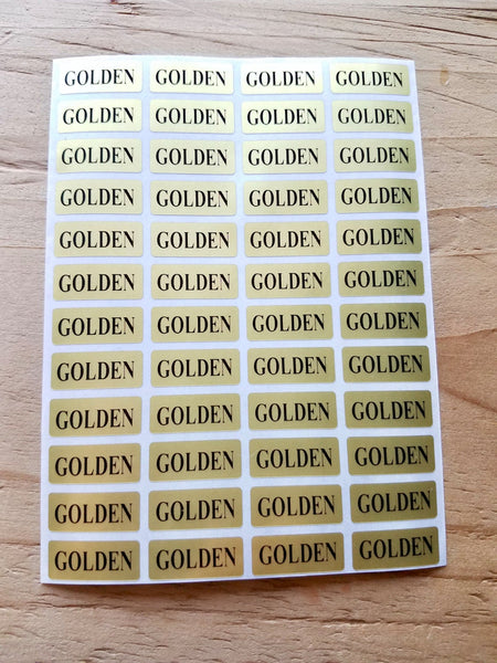 144 Small Metallic Gold Waterproof Name Stickers