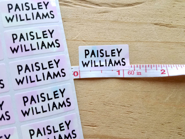 72 Medium Pink Hologram Waterproof Name Stickers with Girl Images.