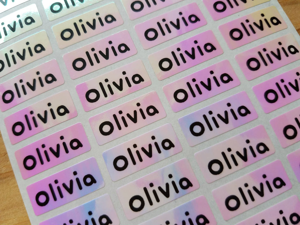 144 Pink Hologram Small Name Stickers – HanPrinting