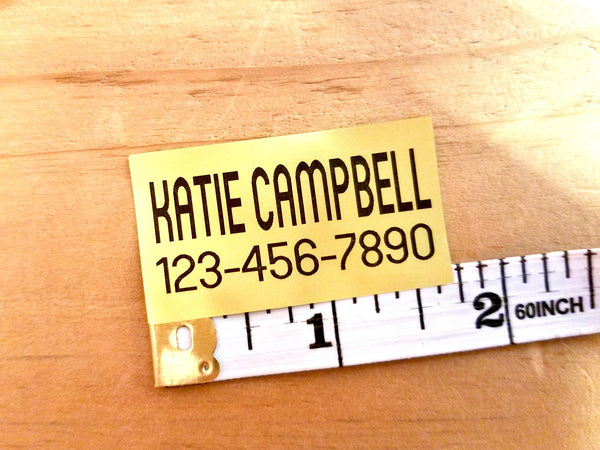 30 Large Metallic Gold Waterproof Name Stickers