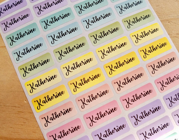144 Small Rainbow Waterproof Name Stickers