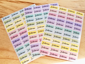 144 Small Rainbow Waterproof Name Stickers