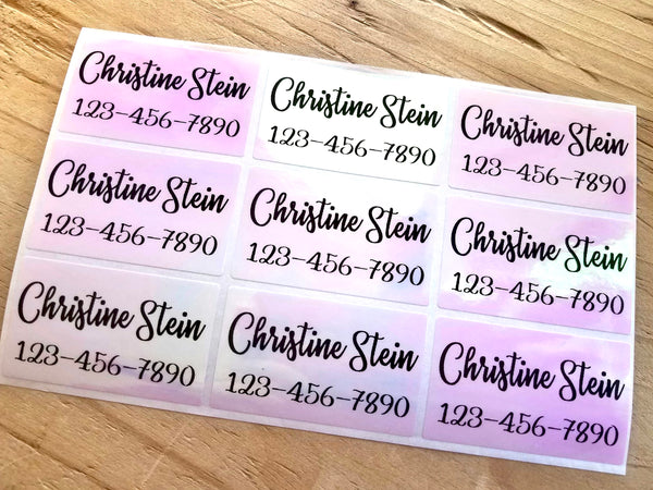 27 X-Large Size Pink Hologram Waterproof Name Stickers
