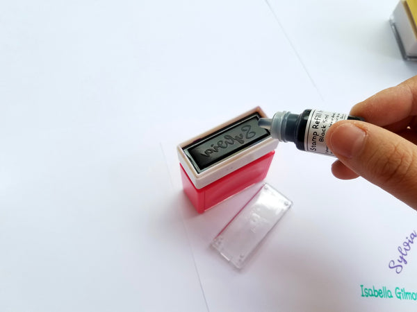 4010 Green Small Self Inking Name Stamp  5 Ink Colors Available. Custom Personalized Stamp.