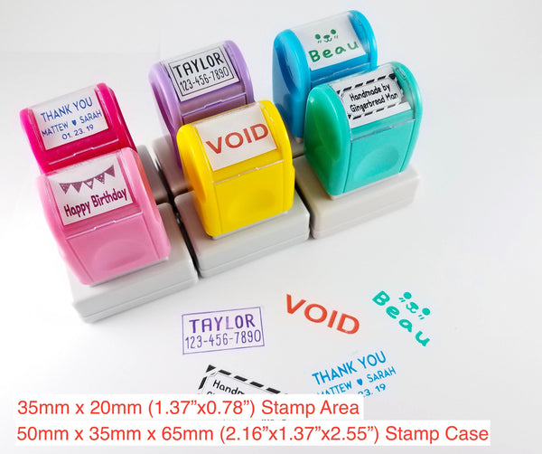 3520 Yellow Rectangle Self Inking Name Stamp. 5 Ink Colors Available. Custom Personalized Stamp.