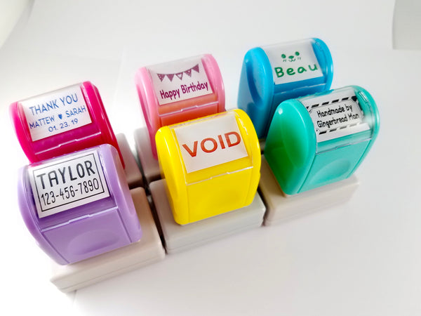 3520 Yellow Rectangle Self Inking Name Stamp. 5 Ink Colors Available. Custom Personalized Stamp.