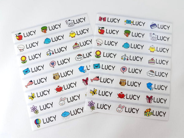 72 Medium Clear with Color Image Waterproof Name Stickers
