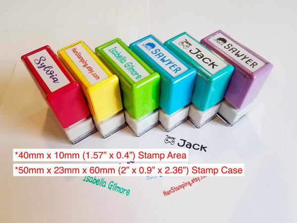 4010 Green Small Self Inking Name Stamp  5 Ink Colors Available. Custom Personalized Stamp.