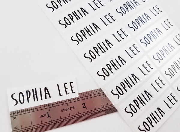 48 Long White Waterproof Name Stickers