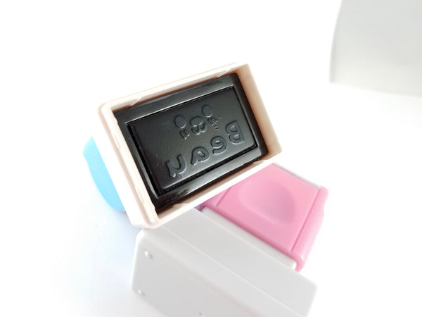 3520 Yellow Rectangle Self Inking Name Stamp. 5 Ink Colors Available. Custom Personalized Stamp.