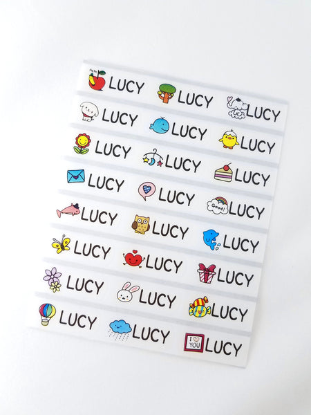 72 Medium Clear with Color Image Waterproof Name Stickers