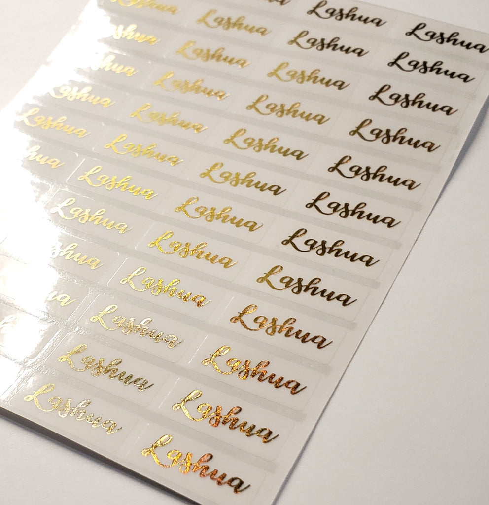  Clear Transparent Custom Text Label Stickers with Real Gold Foil.  Personalized Labels write your own text. Rose Gold & Silver. Different  Sizes. : Handmade Products