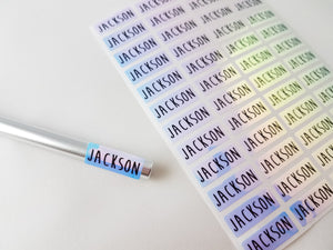 144 Blue Hologram Small Name Stickers