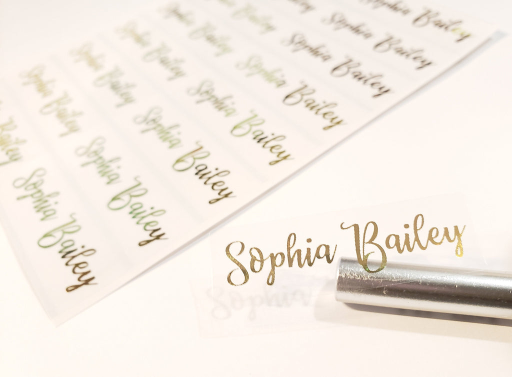 Sticker Gold Ink 48 Long GOLD INK clear Waterproof Name Stickers – HanPrinting