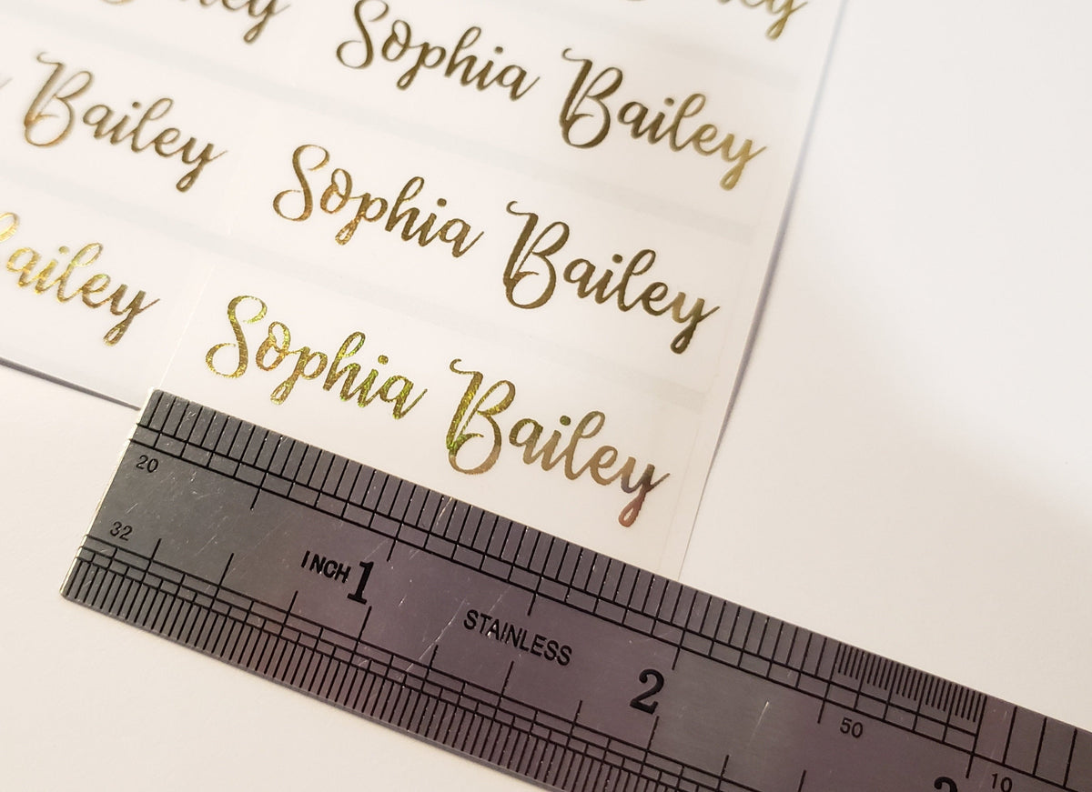 Sticker Gold Ink 48 Long GOLD INK clear Waterproof Name Stickers – HanPrinting