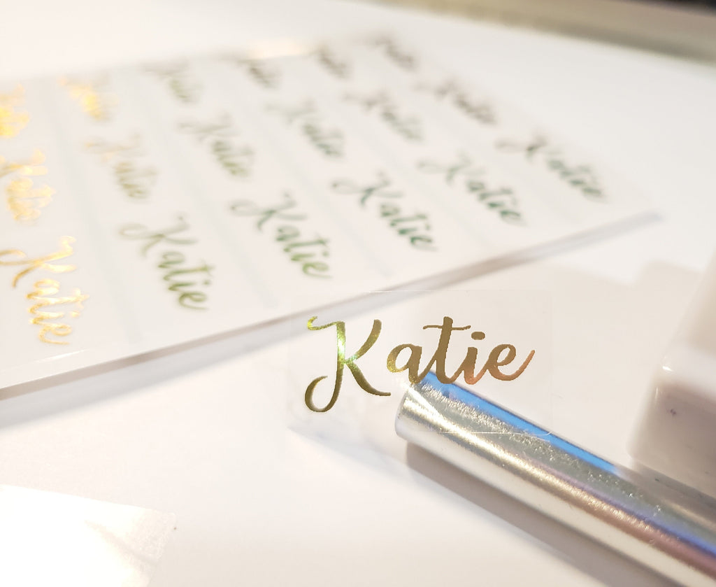 Sticker Gold Ink 72 GOLD INK Clear Waterproof Name Stickers – HanPrinting