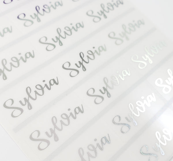 72 SILVER INK Clear Waterproof Name Stickers