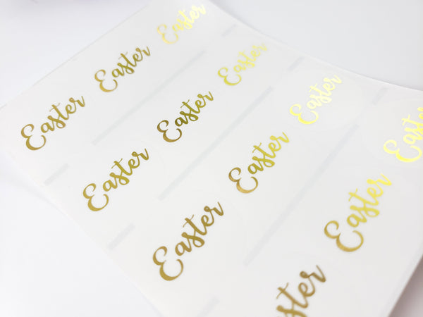 36 Clear Circle with GOLD INK Waterproof Name Stickers