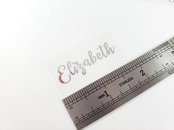 30 SILVER ink on Large Clear Waterproof Name Stickers