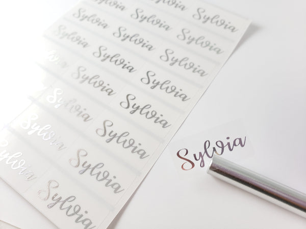 72 SILVER INK Clear Waterproof Name Stickers