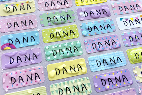 144 Pastel Pattern Waterproof Name Stickers